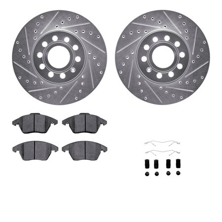 DYNAMIC FRICTION CO 7312-74081, Rotors-Drilled, Slotted-SLV w/3000 Series Ceramic Brake Pads incl. Hardware, Zinc Coat 7312-74081